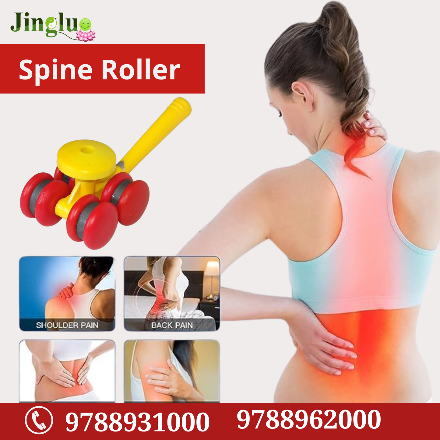Handheld body massage roller
