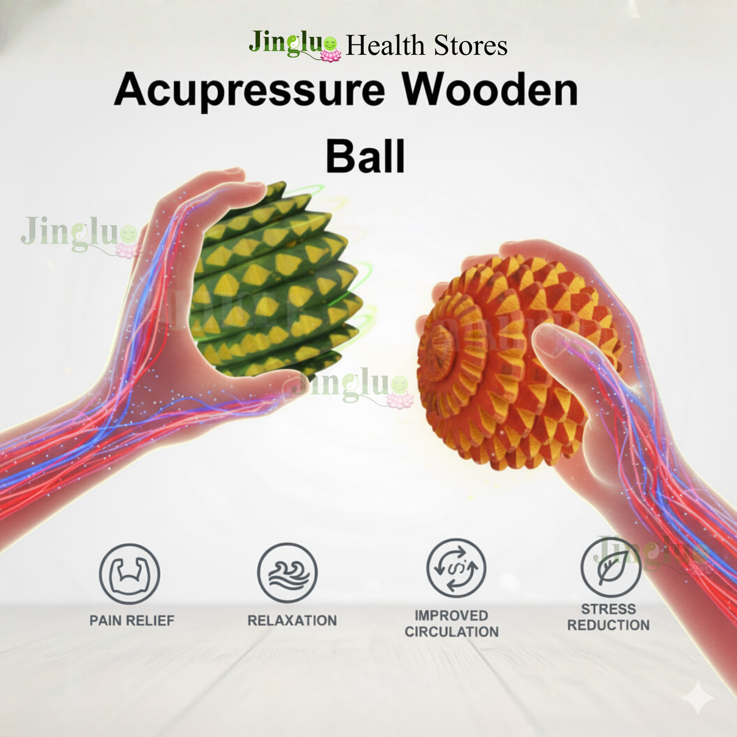 Natural wood acupressure ball