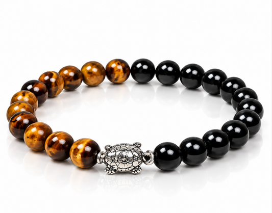 Natural Tiger Eye With Tortoise Bracelet – Protection, Confidence & Positive Energy