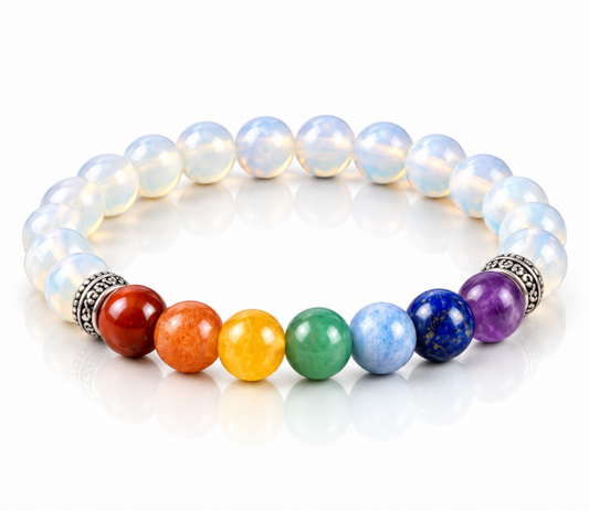 White Seven Chakra Bracelet – Balance, Meditation & Spiritual Wellness