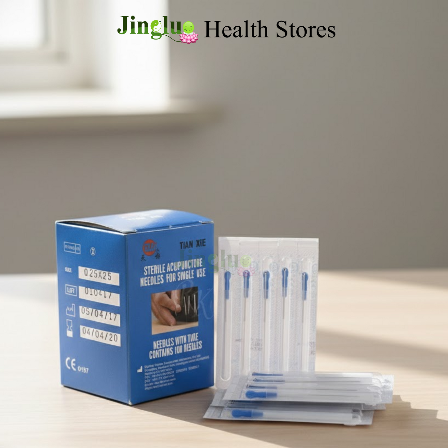 Sterile acupuncture needles with guide tube