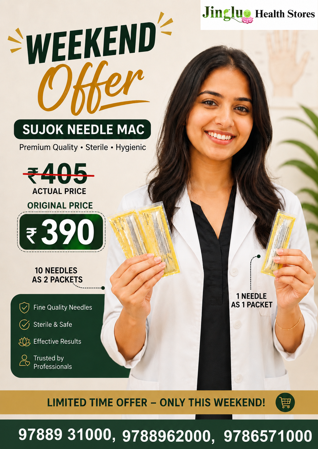 Sujok MAC needle for pain relief and acupoint stimulation